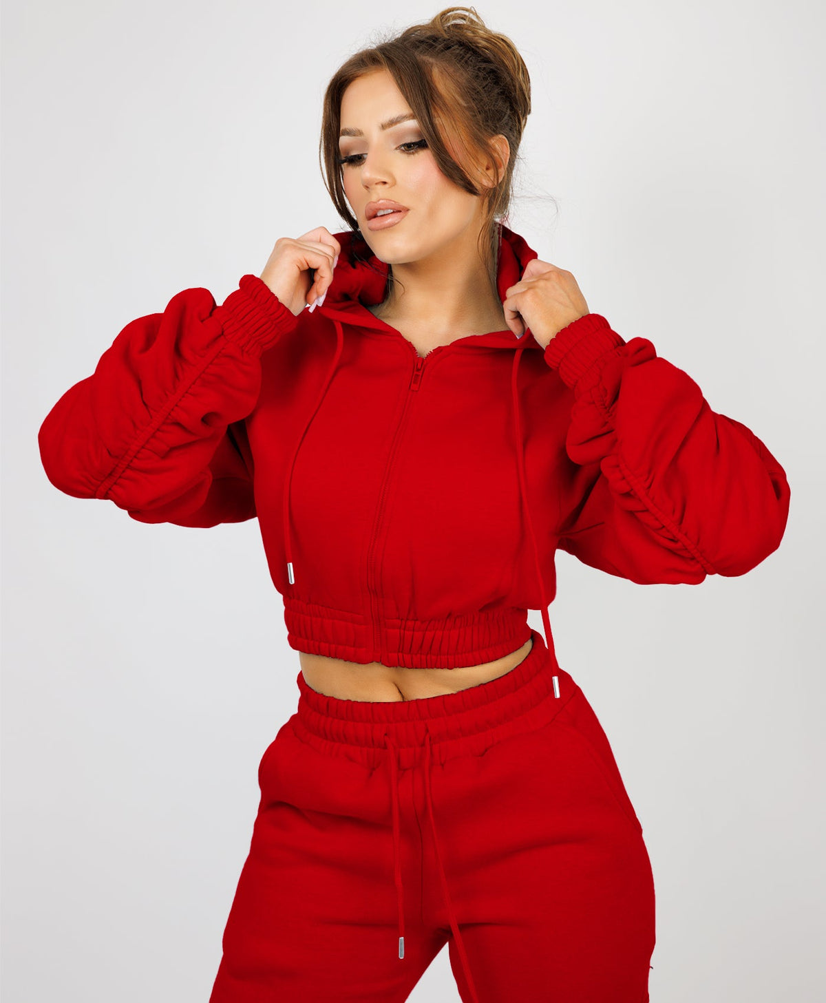 Zipped-Hooded-Loungewear-Set-Red-4