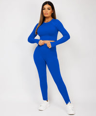 Royal-Blue-Ribbed-Asymmetric-Hem-Loungewear-Set6