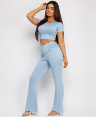 Ruffle-Shoulder-Sleeve-Ribbed-Set-Sky Blue-2