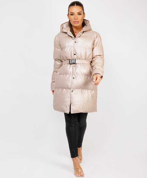Taupe-Shell-Padded-Belted-