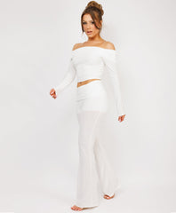 Satin-Puff-Sleeve-Ribbed-Set-White-1