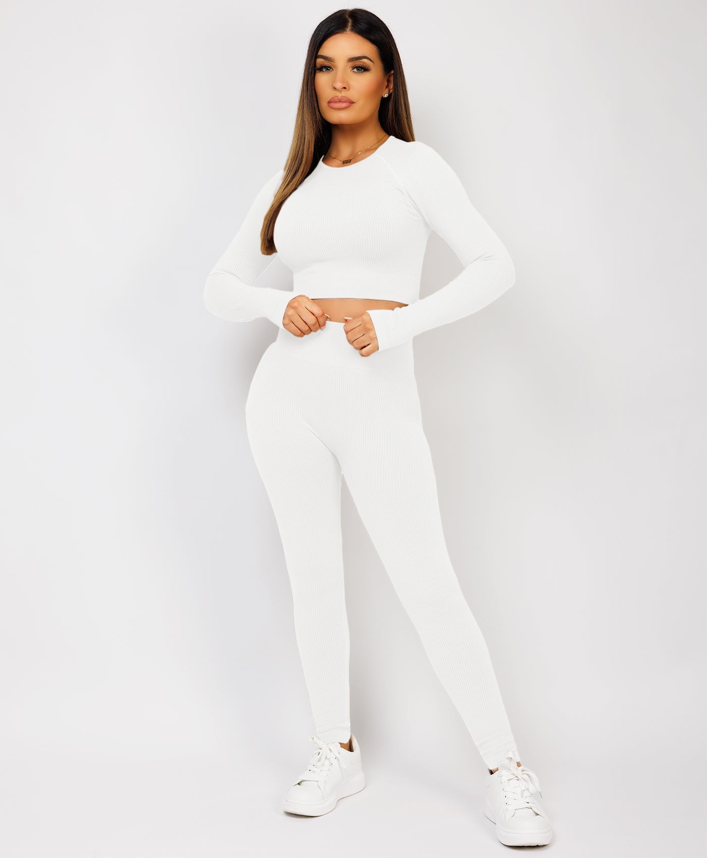 White-Ribbed-Asymmetric-Hem-Loungewear-Set10