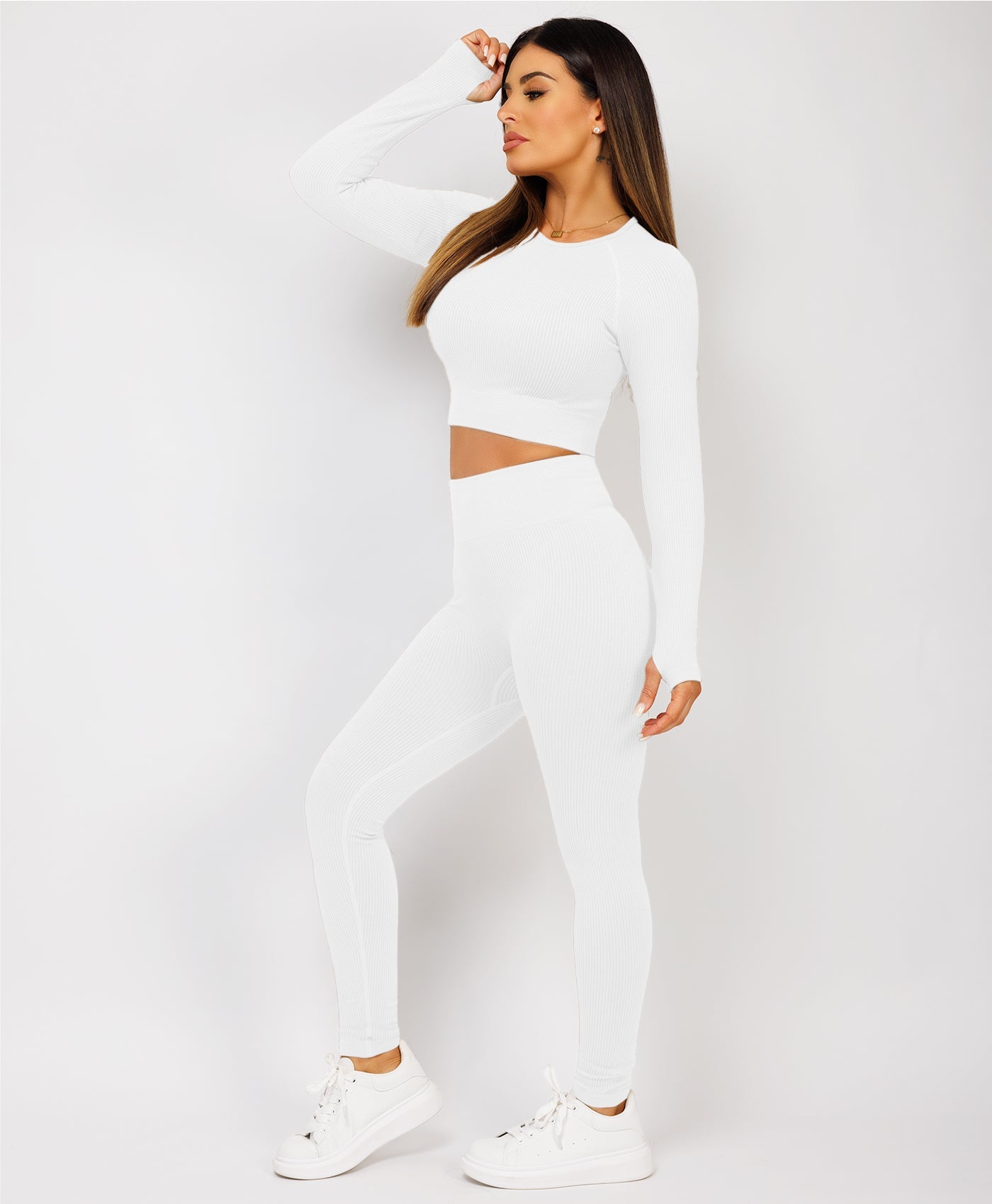 White-Ribbed-Asymmetric-Hem-Loungewear-Set6