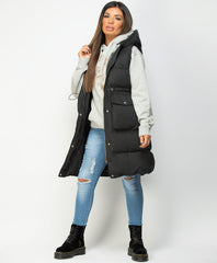 Black-Long-Drawstring-Waist-Hooded-Bodywarmer-Gilet-2