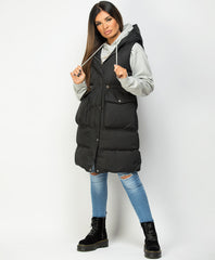 Black-Long-Drawstring-Waist-Hooded-Bodywarmer-Gilet-3