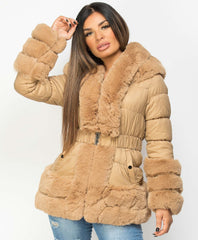 Beige-Faux-Fur-Trim-Cuff-Hem-Hooded-Belted-Quilted-Coat-Jacket-2