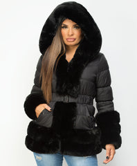 Black-Faux-Fur-Trim-Cuff-Hem-Hooded-Belted-Quilted-Coat-Jacket-1