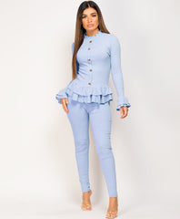 Sky-Blue-Frill-Gold-Button-Ribbed-Loungewear-Set-1