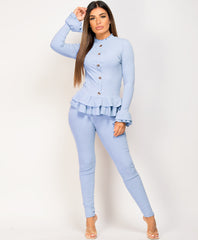 Sky-Blue-Frill-Gold-Button-Ribbed-Loungewear-Set-2