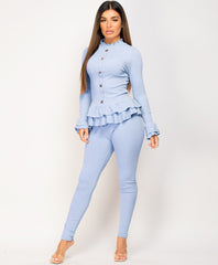 Sky-Blue-Frill-Gold-Button-Ribbed-Loungewear-Set-4