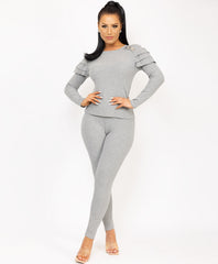 Grey-Frill-Shoulder-Gold-Button-Ribbed-Loungewear-Set-3
