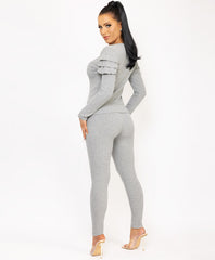 Grey-Frill-Shoulder-Gold-Button-Ribbed-Loungewear-Set-4