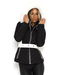 Black-Padded-Quilted-Faux-Fur-Belted-Puffer-Jacket-Coat-2