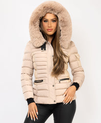 Beige-Padded-Quilted-Faux-Fur-Hooded-Puffer-Jacket-1
