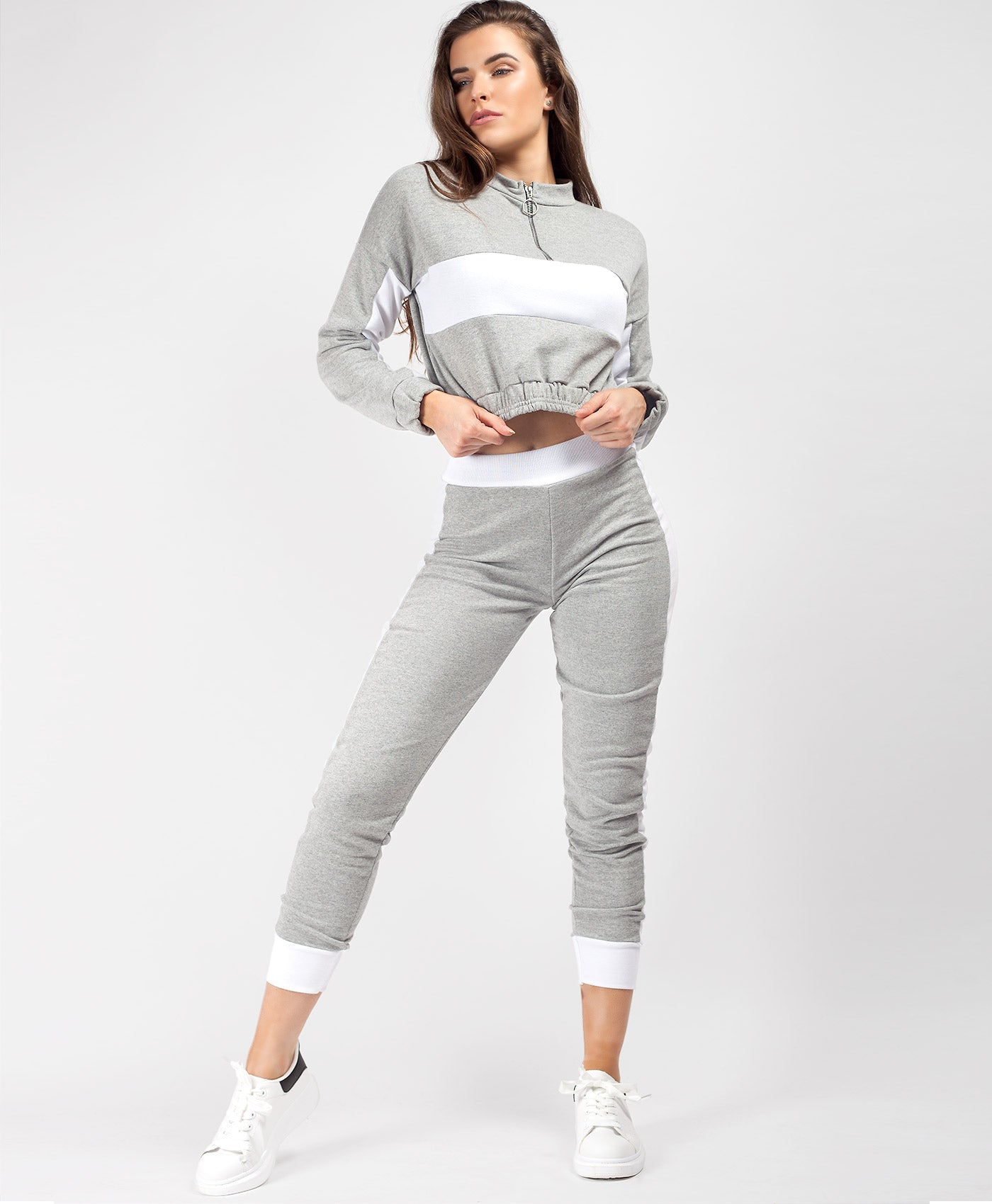 Grey-Colour-Block-Half-Zip-Cropped-Sweatshirt-Skinny-Joggers-Loungewear-Set-1
