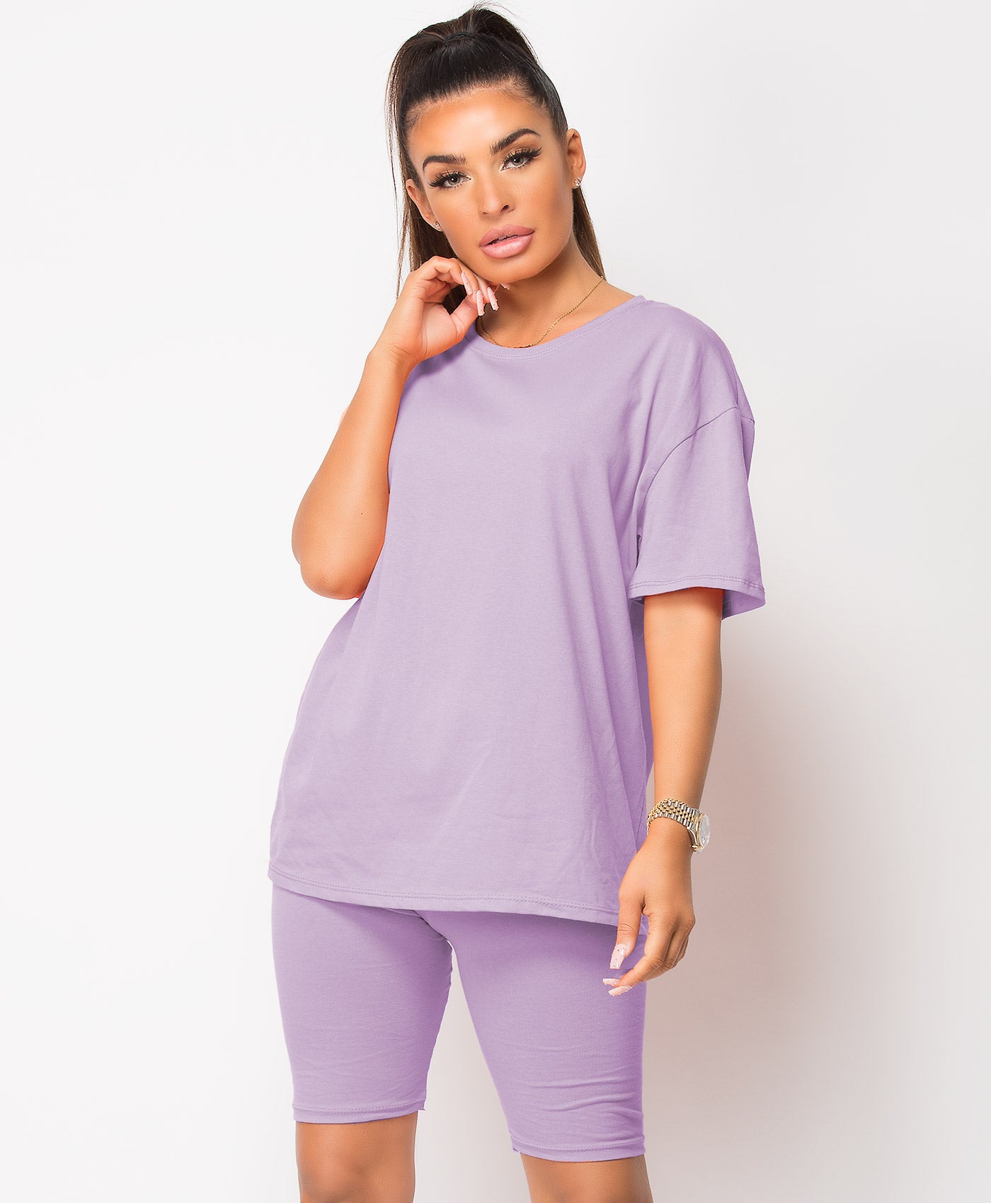 Lilac-Cycling-Short-&-Oversize-T-Shirt-Co-Ord-Loungewear-Set-1