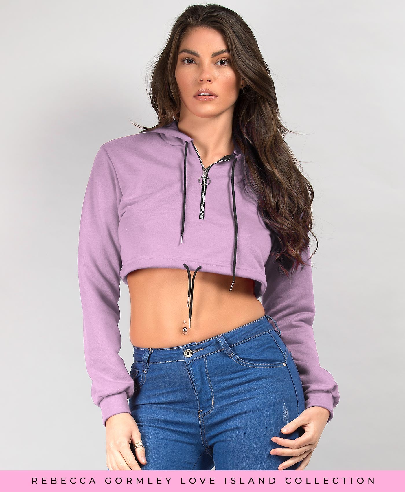 Oversized Cropped Zip Up Hoodie