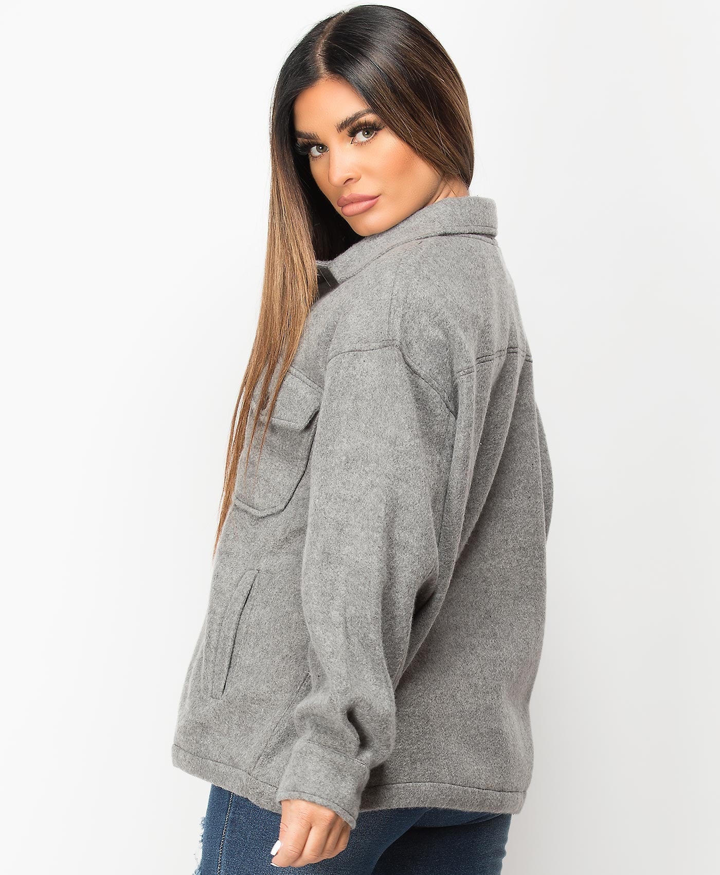 Grey-Oversized-Fit-Plain-Shirt-Shacket-3