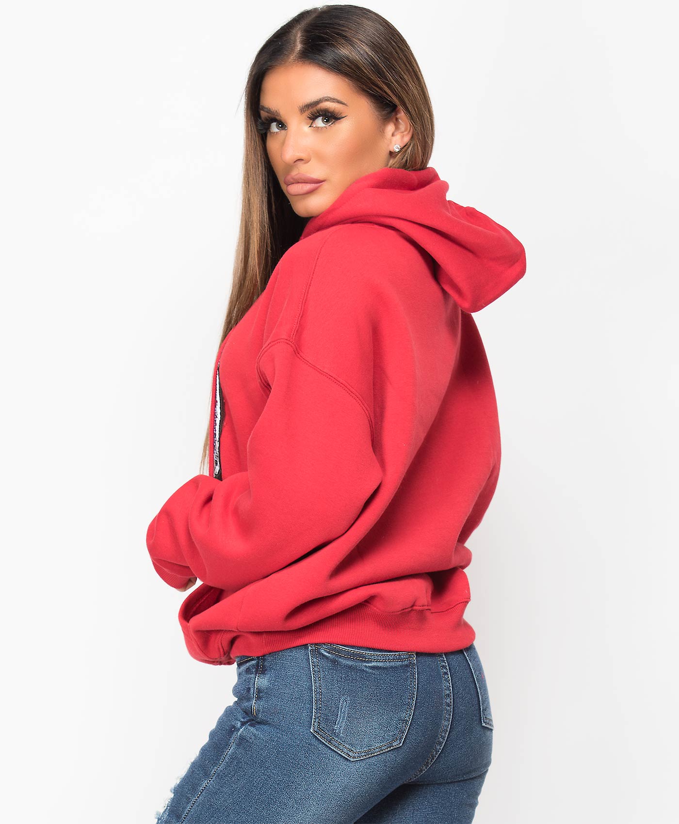 Red-Oversized-Fit-Lips-Sequin-Hoodie-1
