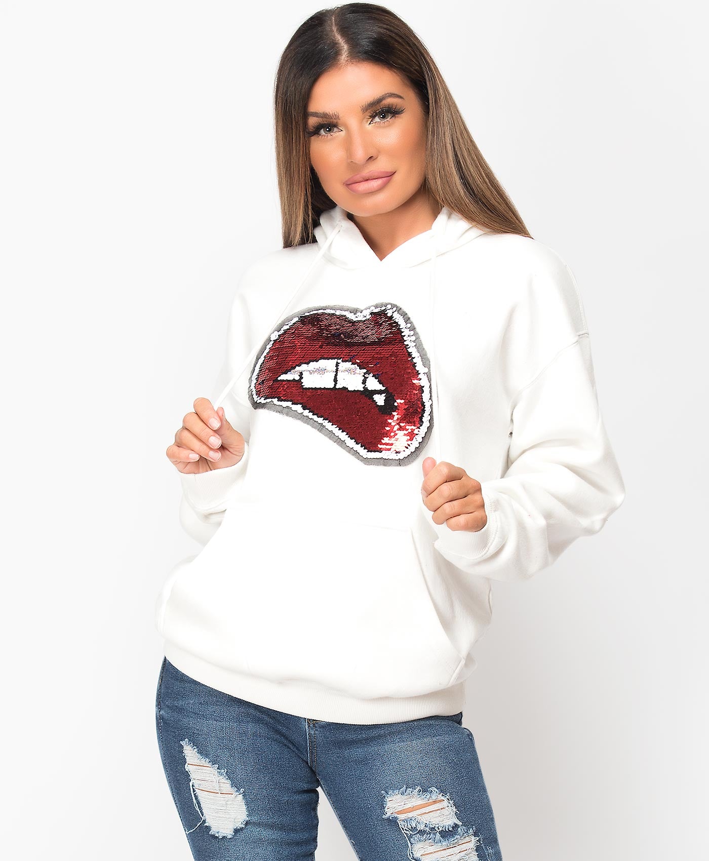 White-Oversized-Fit-Lips-Sequin-Hoodie-1