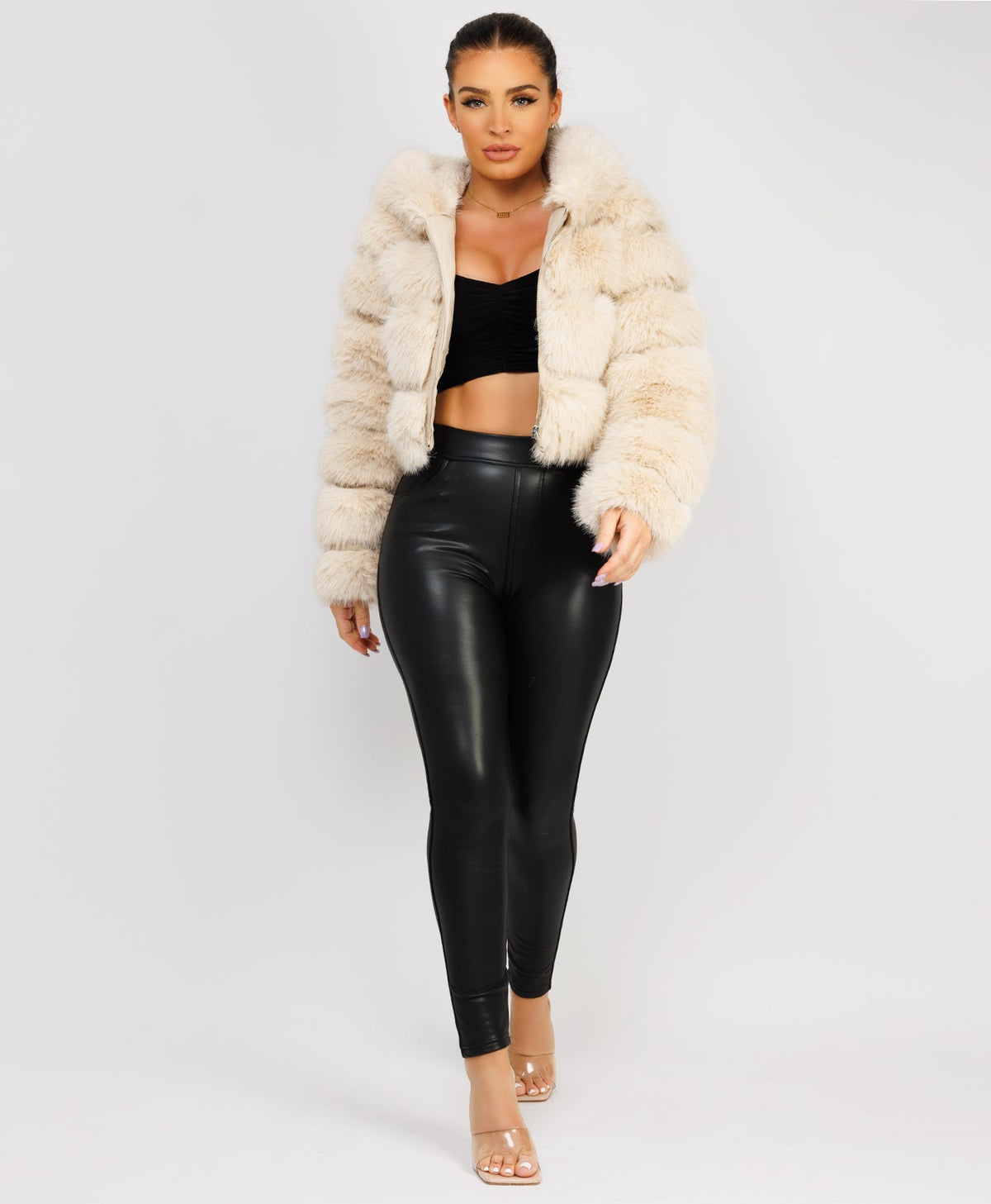 Beige-Premium-Hooded-Faux-Fur-Tiered-Jacket-Coat-4