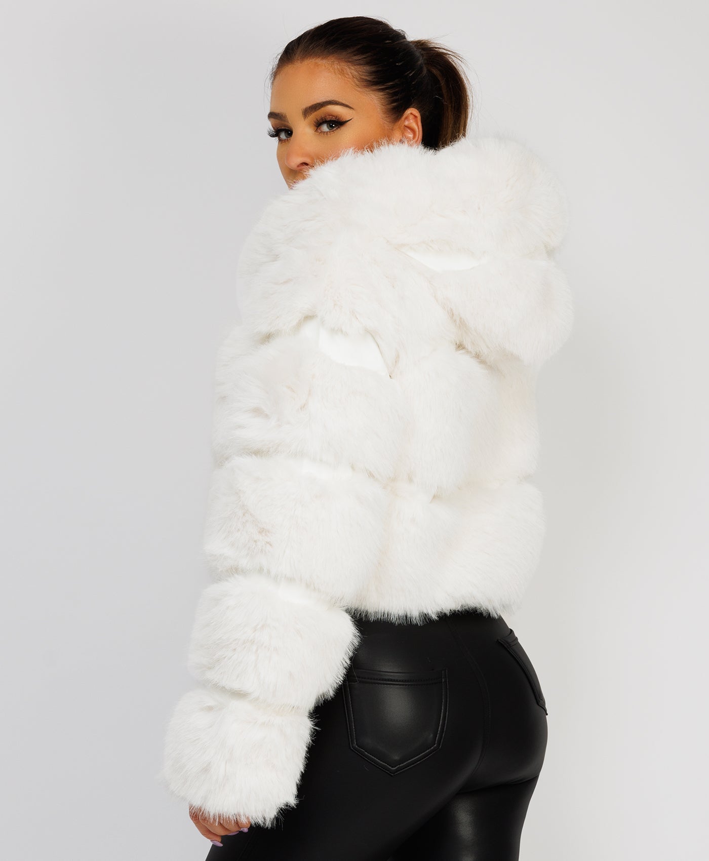 White-Premium-Hooded-Faux-Fur-Tiered-Jacket-Coat-5