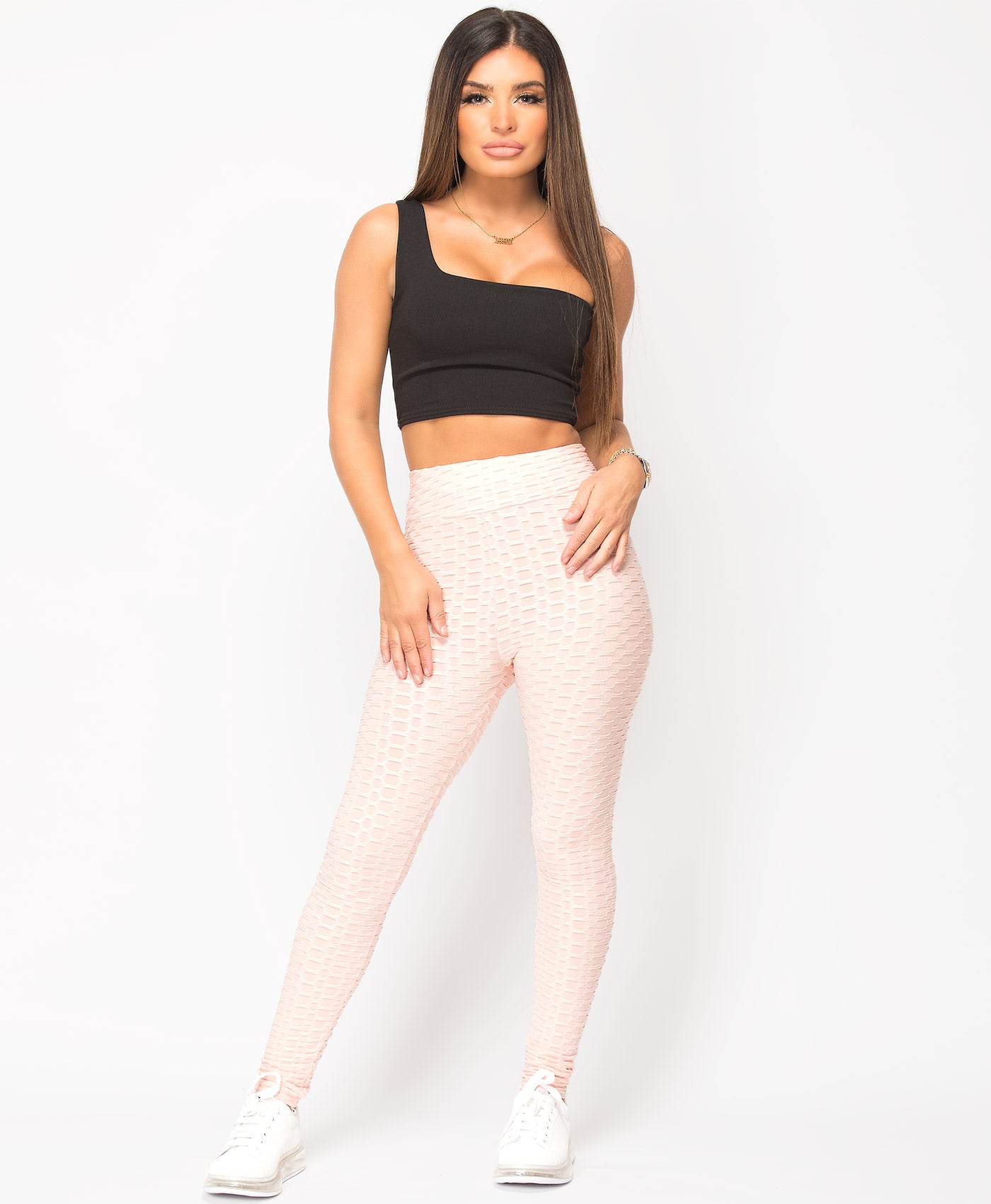 Pink-Waffle-Textured-Stretch-Leggings-2