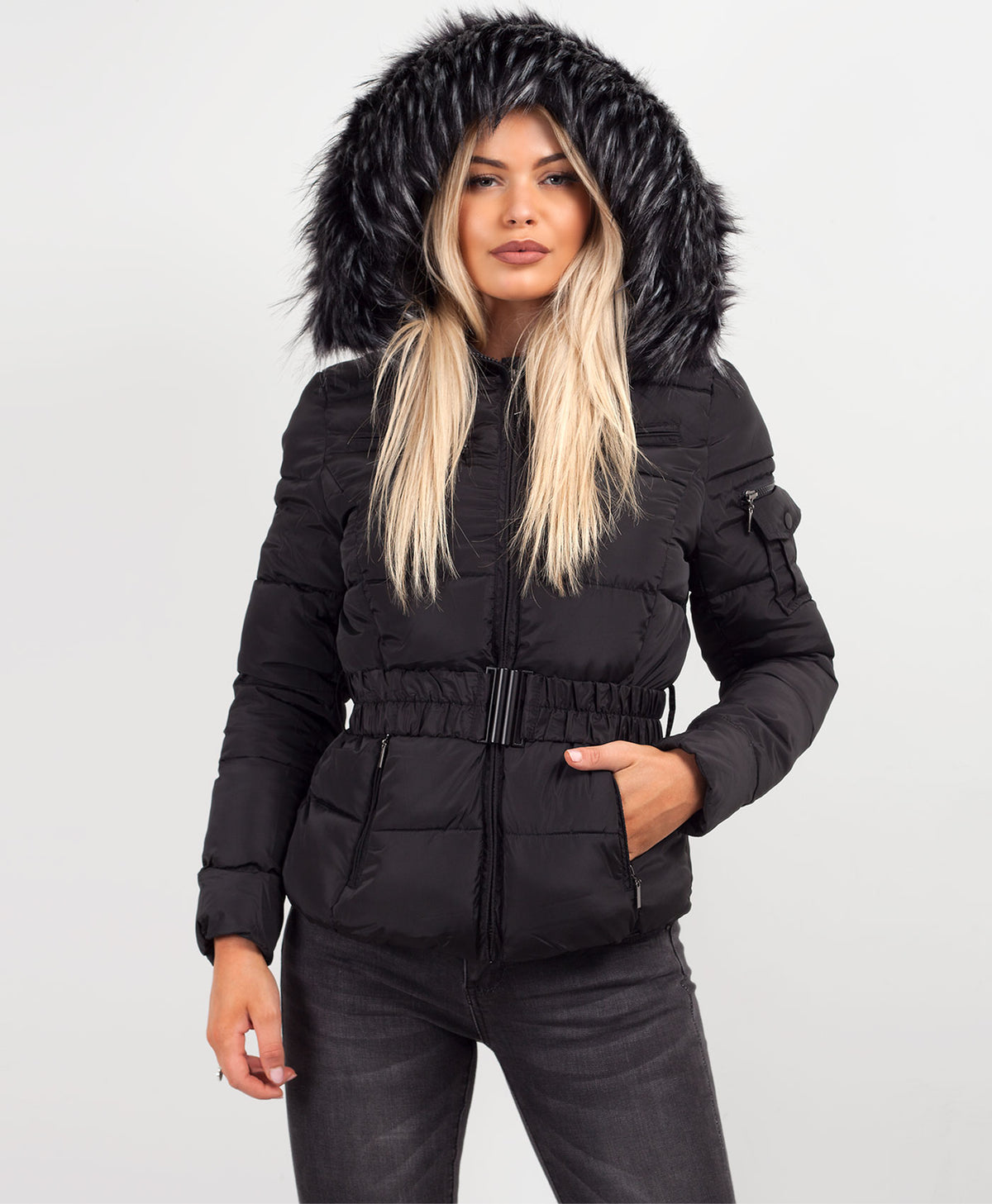 Black-Quilted-Padded-Belted-Chunky-Faux-Fur-Hooded-Puffer-Jacket-1