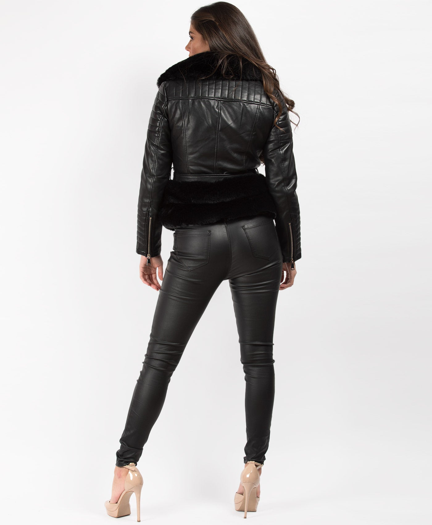 Black-Black-Faux-Fur-Trimmed-PU-PVC-Belted-Biker-Jacket-5