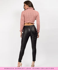 Rose-Pink-Frill-Cable-Knitted-High-Neck-Cropped-Jumper-3