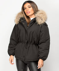 Black-Oversized-Fit-Natural-Real-Fur-Padded-Fishtail-Parka-Jacket-4