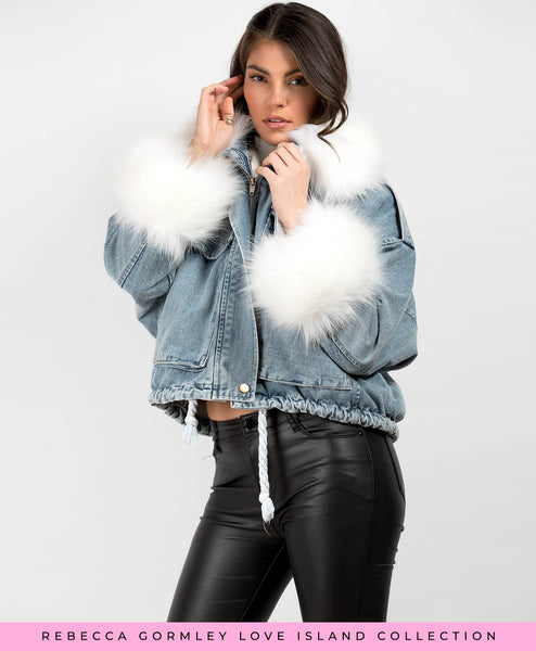 Faux fur denim jacket sale