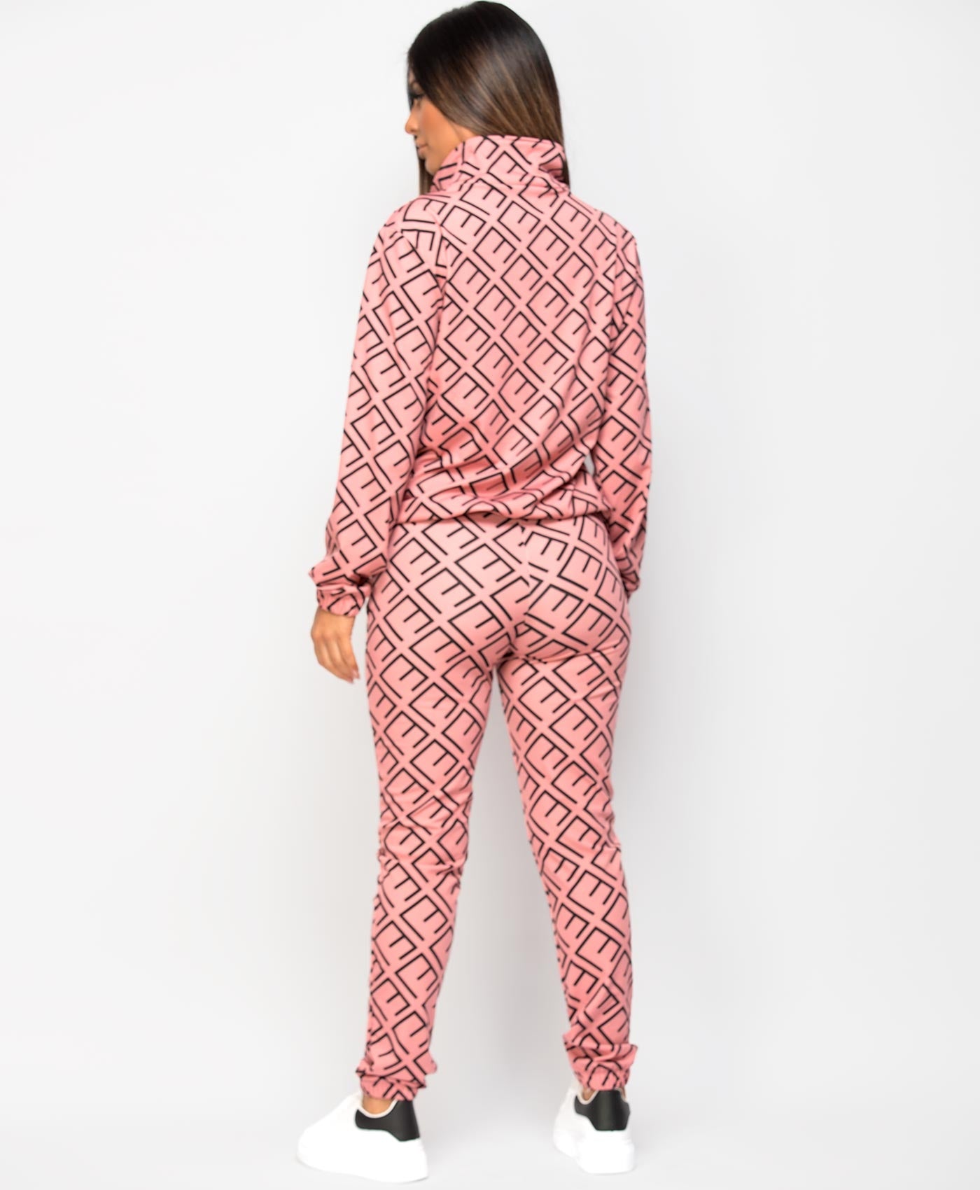 Pink-FE-Print-Half-Zip-Flap-Pocket-Tracksuit-Loungewear-Set-4