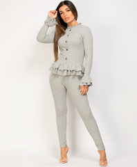 Grey-Frill-Gold-Button-Ribbed-Loungewear-Set-2