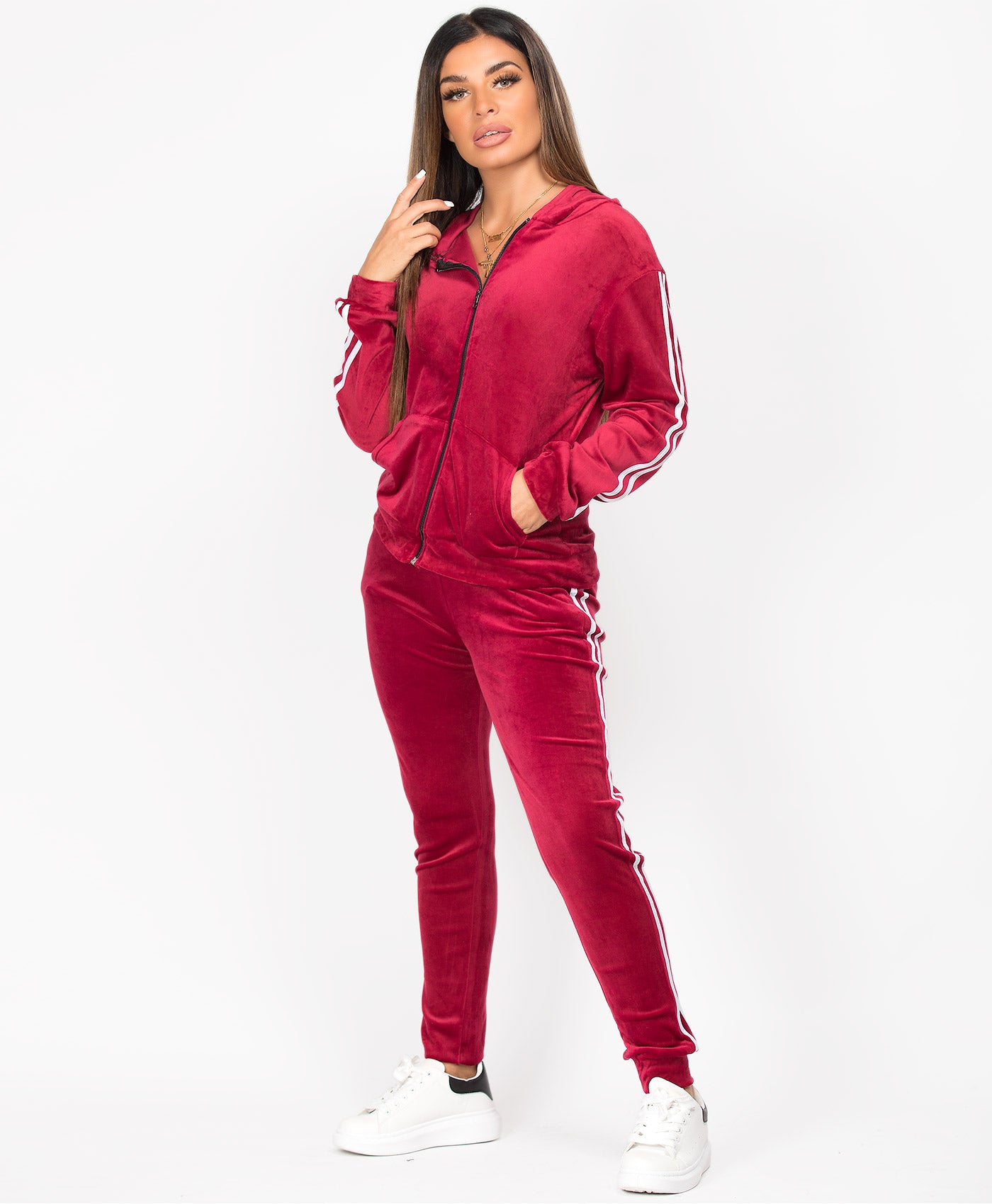 Red-Velvet-Velour-Side-Stripe-Tracksuit-Loungewear-Set-2