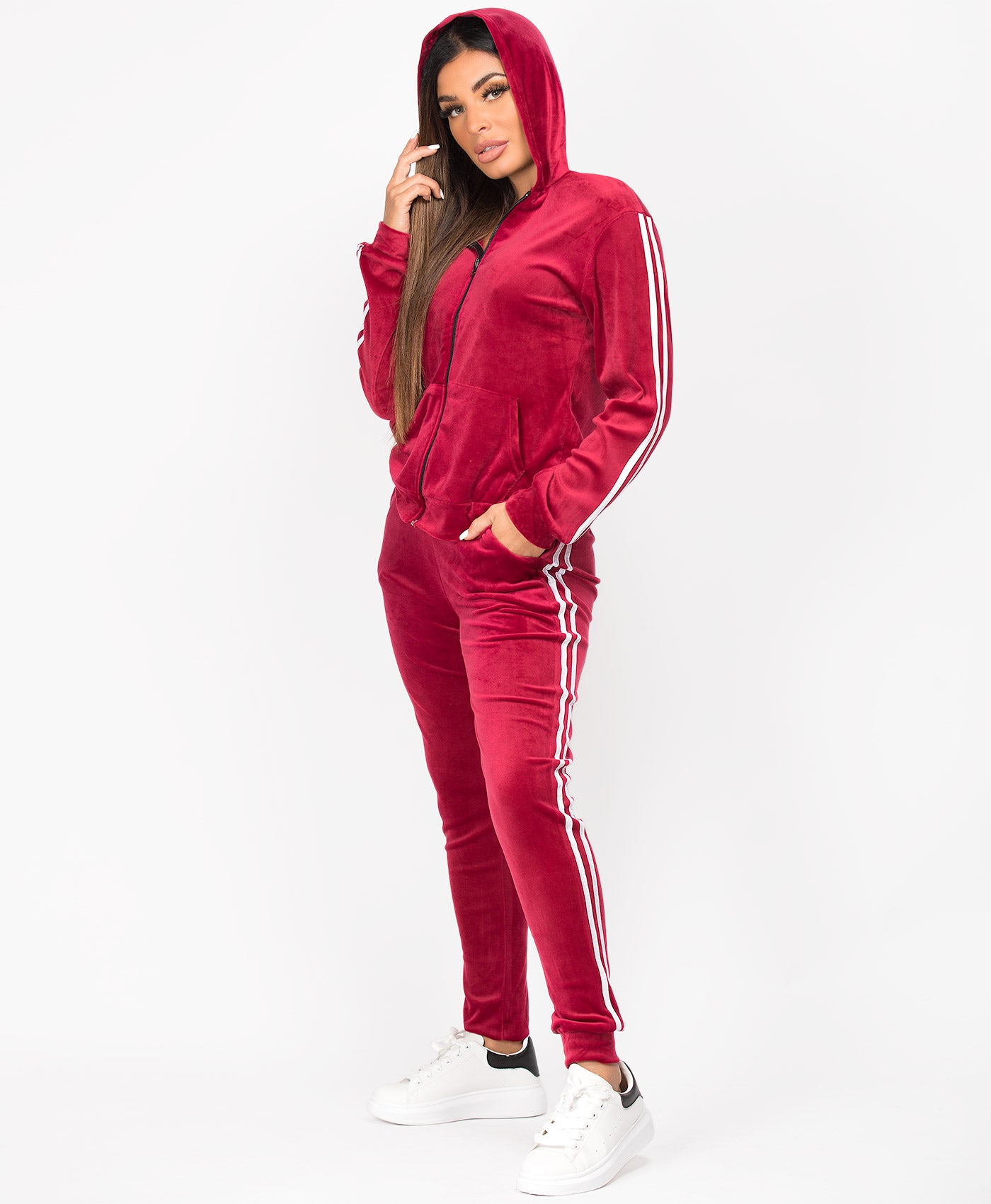 Red-Velvet-Velour-Side-Stripe-Tracksuit-Loungewear-Set-3