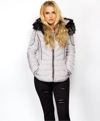 Grey-Quilted-Padded-Piping-Detail-Fur-Hooded-Jacket-1