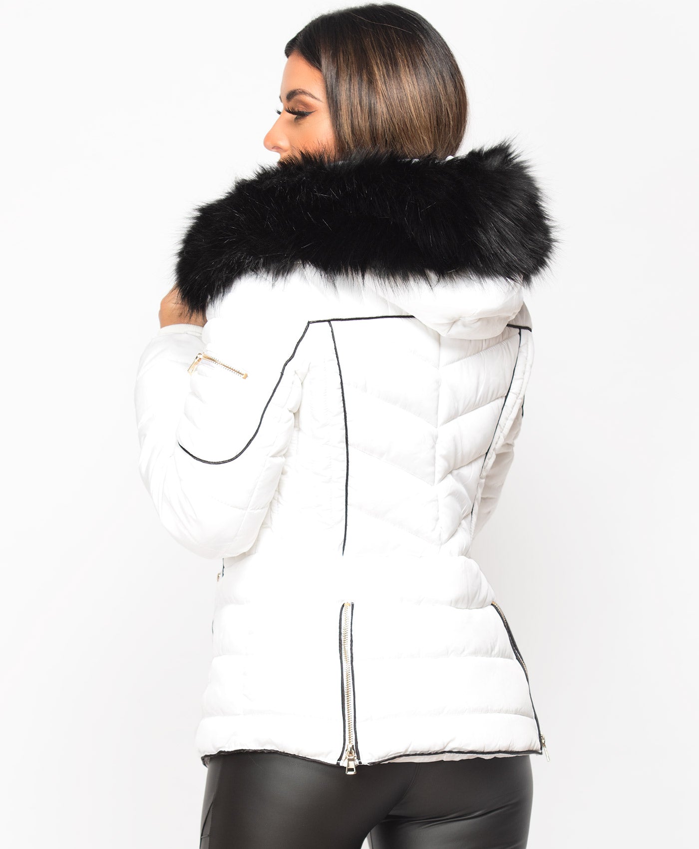 White-Quilted-Padded-Piping-Detail-Fur-Hooded-Jacket-1