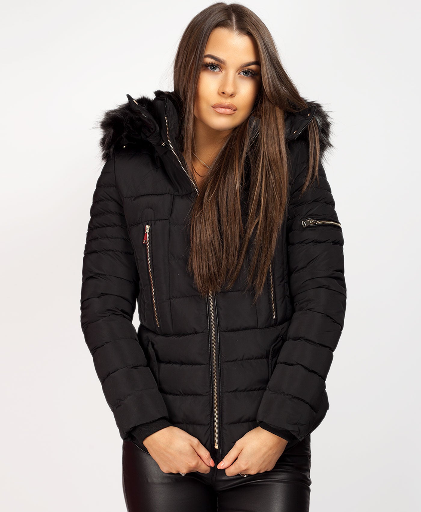 Black Faux Fur Hooded Double Zip Padded Puffer Jacket – www.lexifashion ... Black Faux Fur Hooded Double Zip Padded Puffer Jacket – www.lexifashion ...
