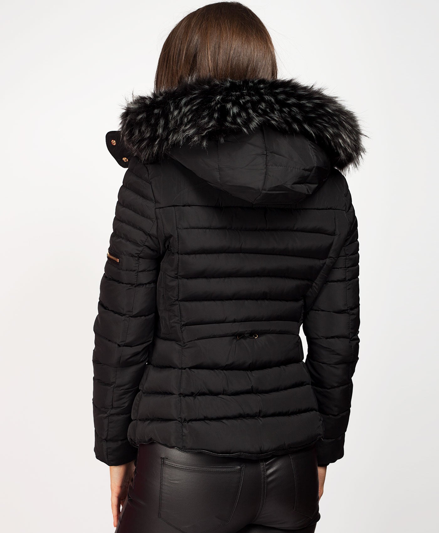 Black-Y-865-Double-Zip-Detail-Padded-Fur-Hooded-Puffer-Jacket-5a