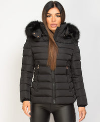 Black-Y-912-Quilted-Padded-Contrast-Fur-Hooded-Puffer-Jacket-3
