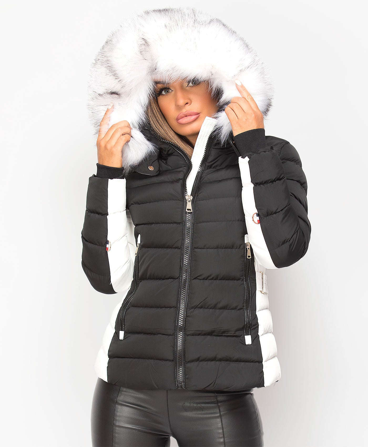 Black-White-Y-912-Quilted-Padded-Contrast-Fur-Hooded-Puffer-Jacket-2