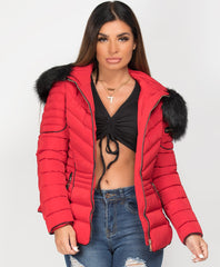 Red-Quilted-Padded-Chevron-Piping-Detail-Fur-Hooded-Puffer-Jacket-3