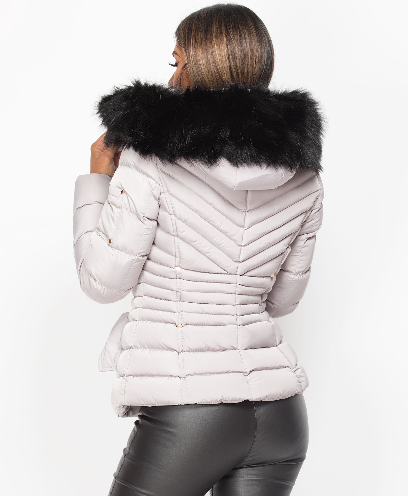 Grey-Y-958-Padded-Quilted-Faux-Fur-Hooded-Jacket-3